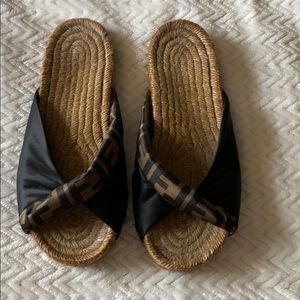 Fendi silk twist espadrille slides